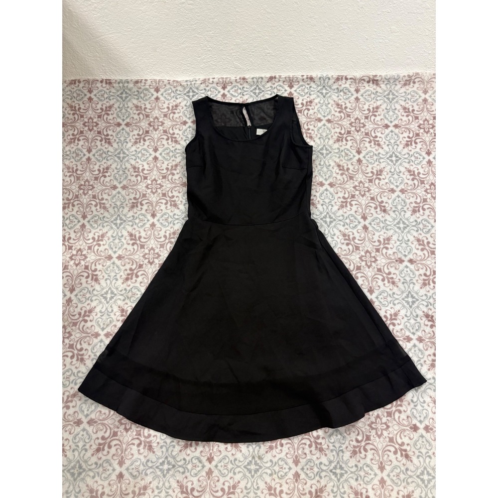 Nicole Exclusives Black Sleeveless Fit & Flare Dress Sheer Mesh Yoke Size S NWT